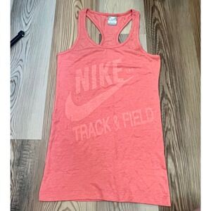 VTG Nike Sportswear Track Racerback Tank Top Coral Pink Heathered Womens S